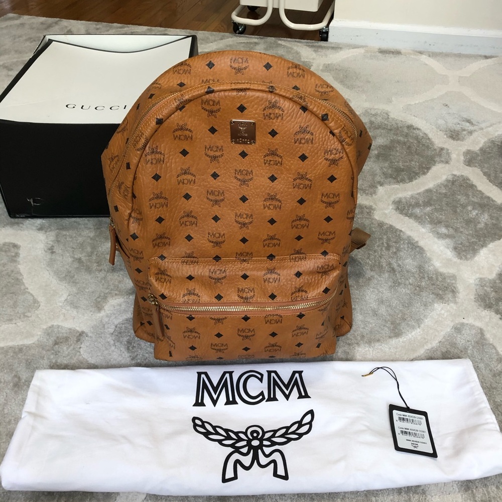 MCM Stark No Stud Cognac Backpack